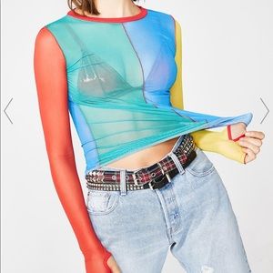 Current Mood Primary Instincts Colorblock Mesh Top